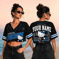 Custom Carolina Panthers x Hello Kitty Crop Baseball Jersey Panthers Merch Girlfriend Gifts - Merchluma
