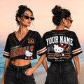Custom Cincinnati Bengals x Hello Kitty Crop Baseball Jersey Bengals Merch Best Gifts For Her - Merchluma