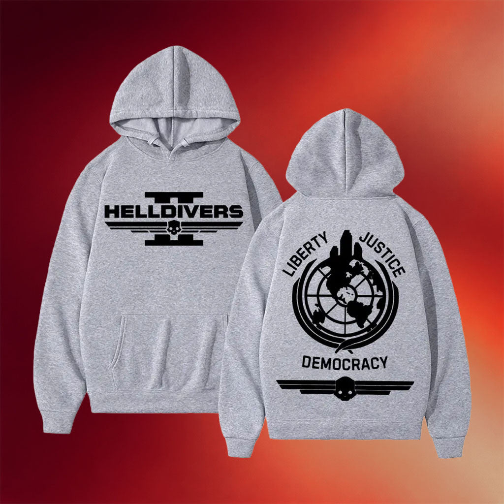 Helldivers Merch 2026 Liberty Justice Democracy Emblem Hoodie Best Gift For Video Game Lovers - Merchluma