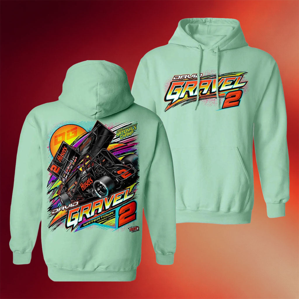 David Gravel Merch 2026 Color Surge Hoodie 2019 National Champ Merch Race Car Fan Gifts - Merchluma