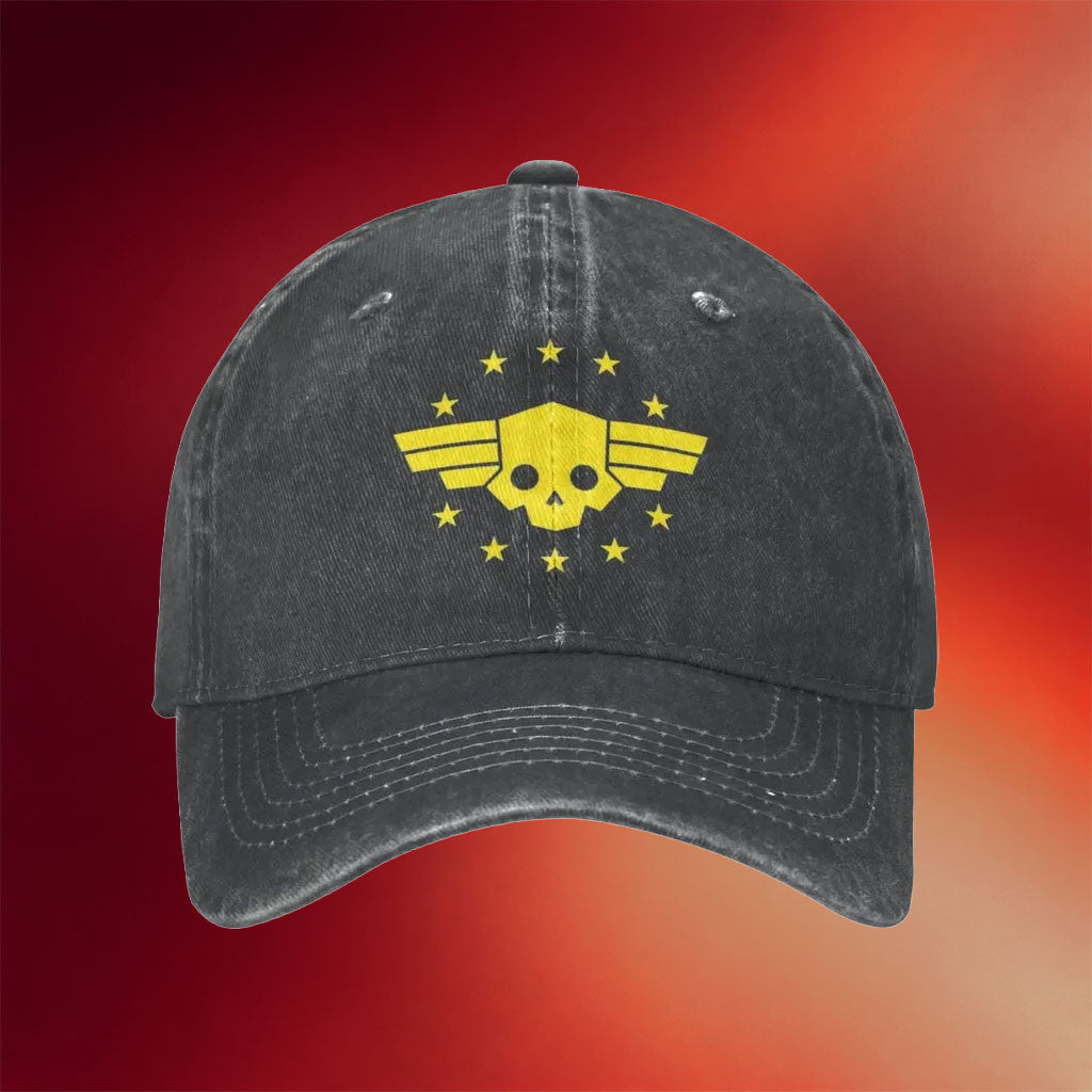 Helldivers Merch 2026 Super Earth Skull Logo Hat Embroidered Gift For Video Game Lovers - Merchluma
