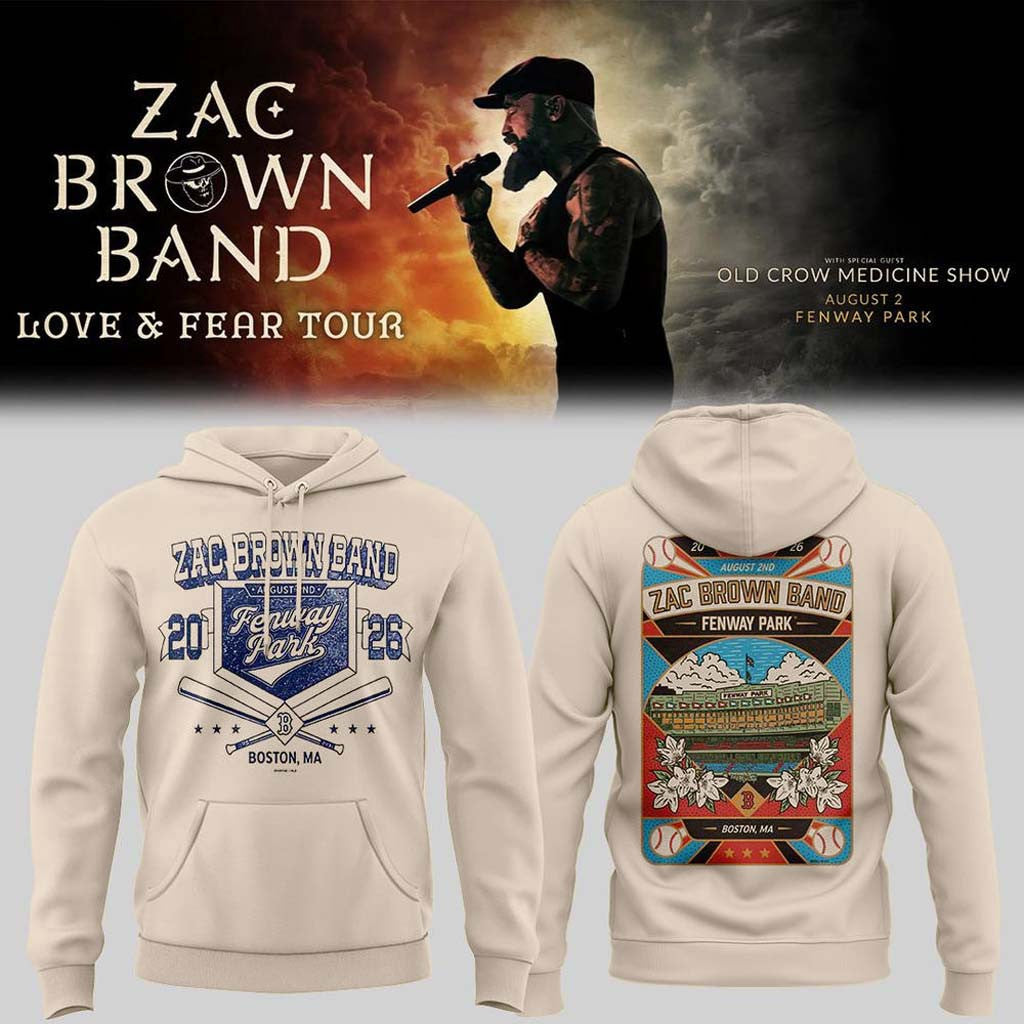 Zac Brown Band Merch Love and Fear Tour 2026 in Fenway Park Hoodie Music Lover Gifts For Him - Merchluma