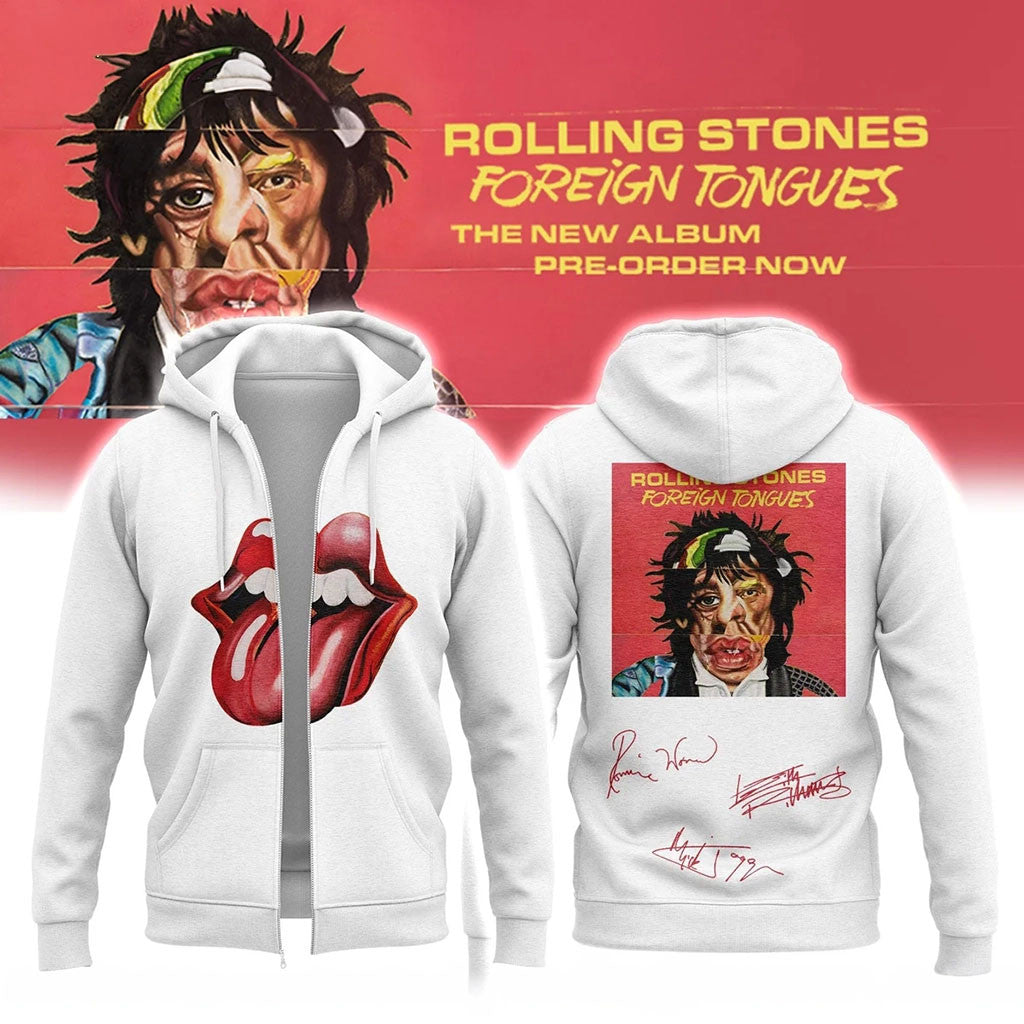 The Rolling Stones Merch 2026 Foreign Tongues Album Signed Zip Hoodie Present for Music Fans - Merchluma