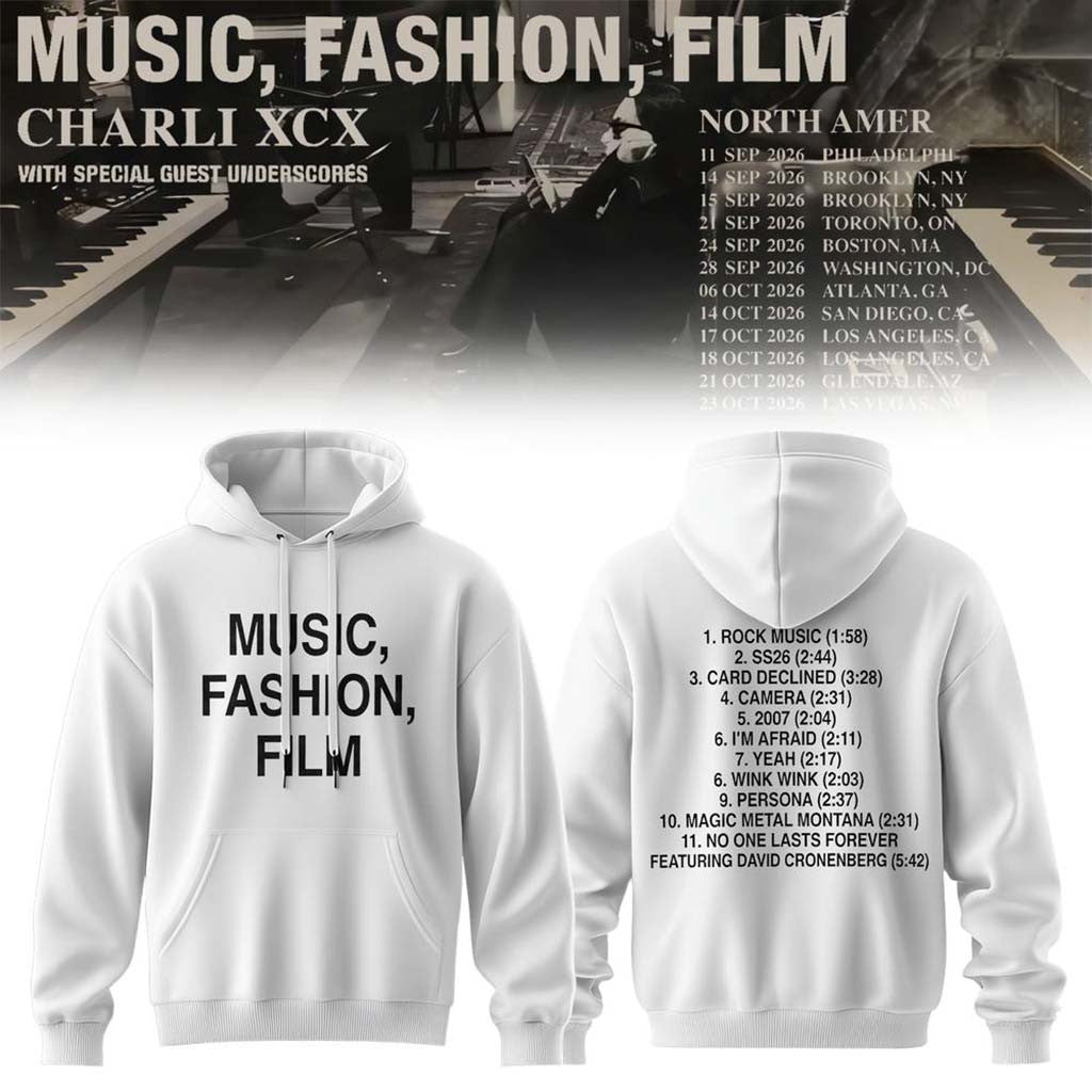 Charli XCX Music Fashion Film 2026 Tracklist Hoodie Charli XCX Tour Merch Gift For Fans - Merchluma
