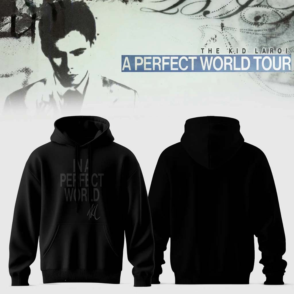 The Kid Laroi Merch 2026 A Perfect World Tour Hoodie Black Cool Gifts For Music Lovers - Merchluma