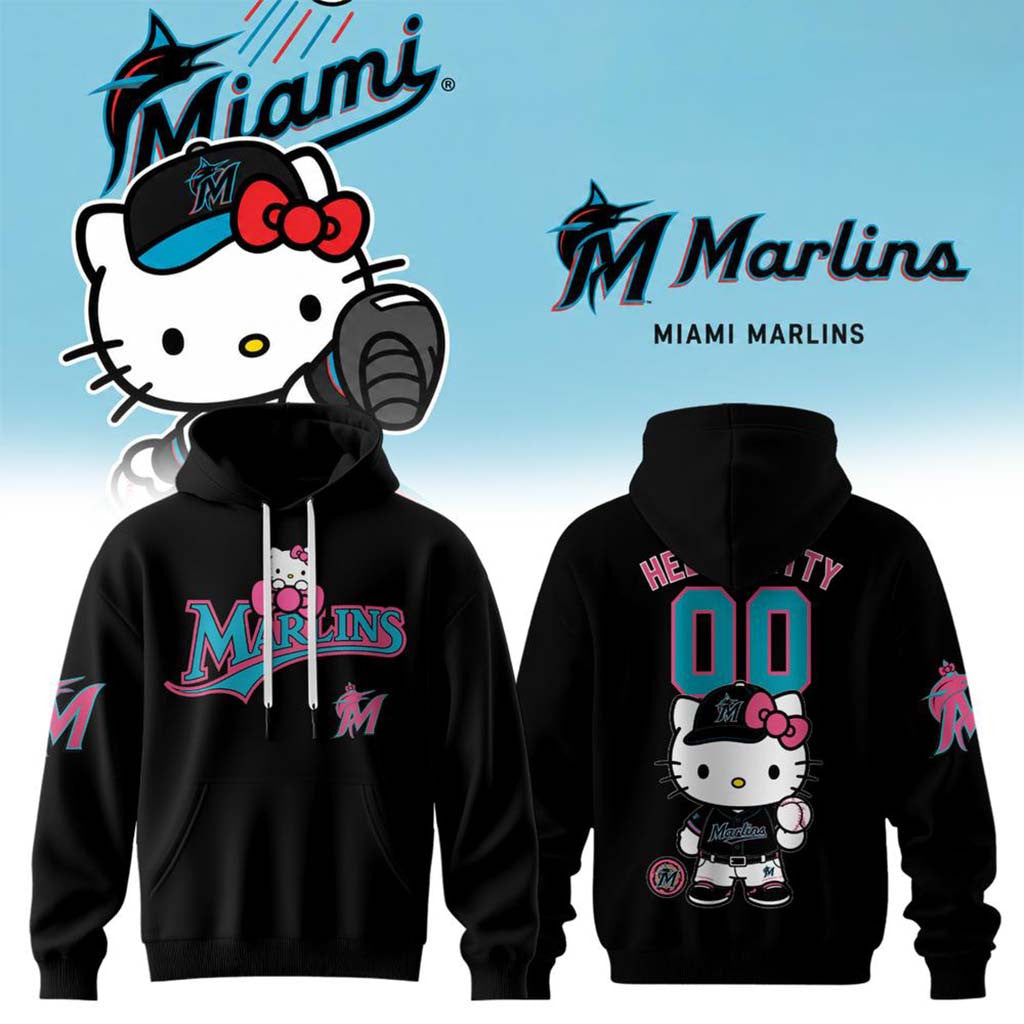 Personalized Hello Kitty X Miami Marlins 2026 Hoodie Miami Marlins Merch Lovely Gifts For Fans - Merchluma