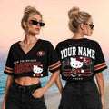 Personalized San Francisco 49ers x Hello Kitty Football Crop Baseball Jersey 49ers Merch - Merchluma