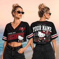 Personalized Tampa Bay Buccaneers x Hello Kitty Football Crop Baseball Jersey Buccaneers Merch - Merchluma
