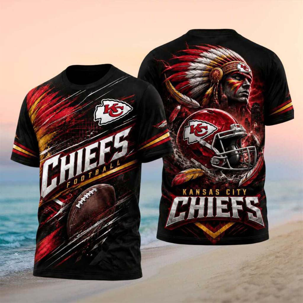 Kansas City Chiefs Native American Chief Helmet Football Graphic Shirt KC Chiefs Merch Gifts - Merchluma
