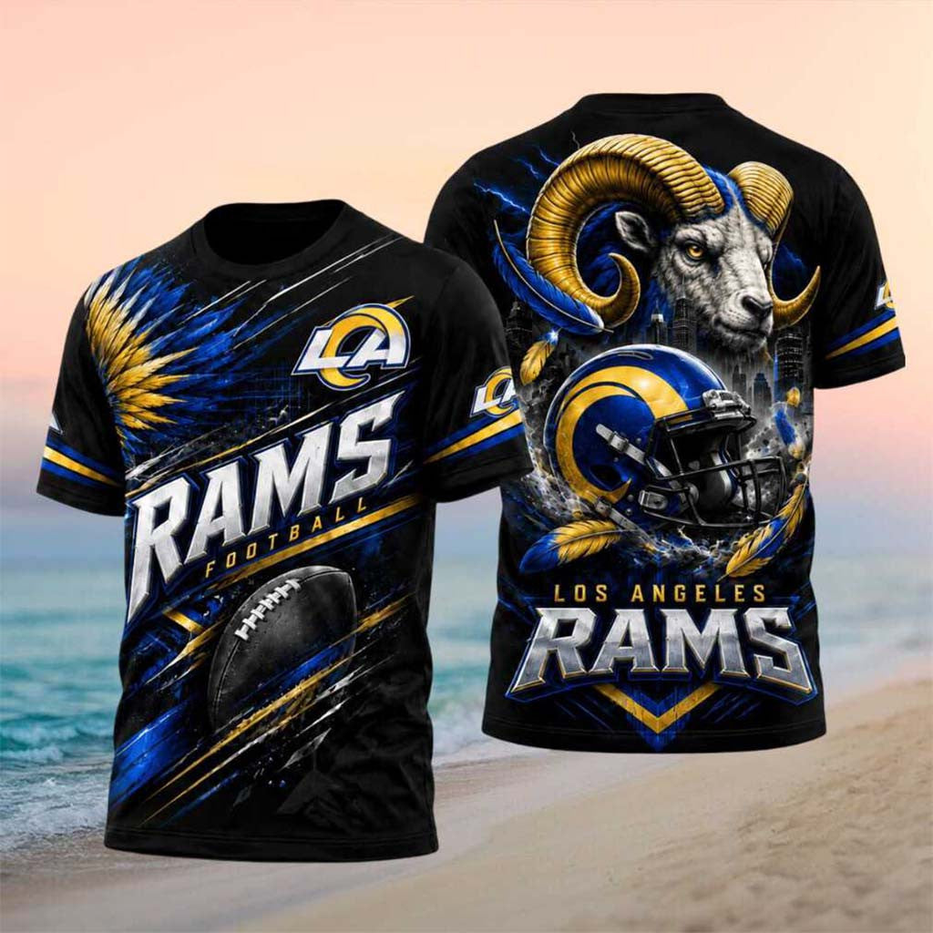Los Angeles Rams Football Horned Ram Helmet Graphic Shirt LA Rams Merch Gift For Brothers - Merchluma