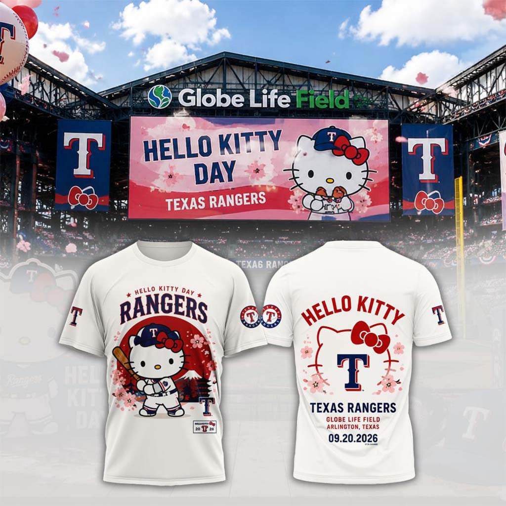 Texas Rangers Hello Kitty Day 2026 Graphic T-Shirt Texas Rangers Merch Gift For Baseball Fans - Merchluma