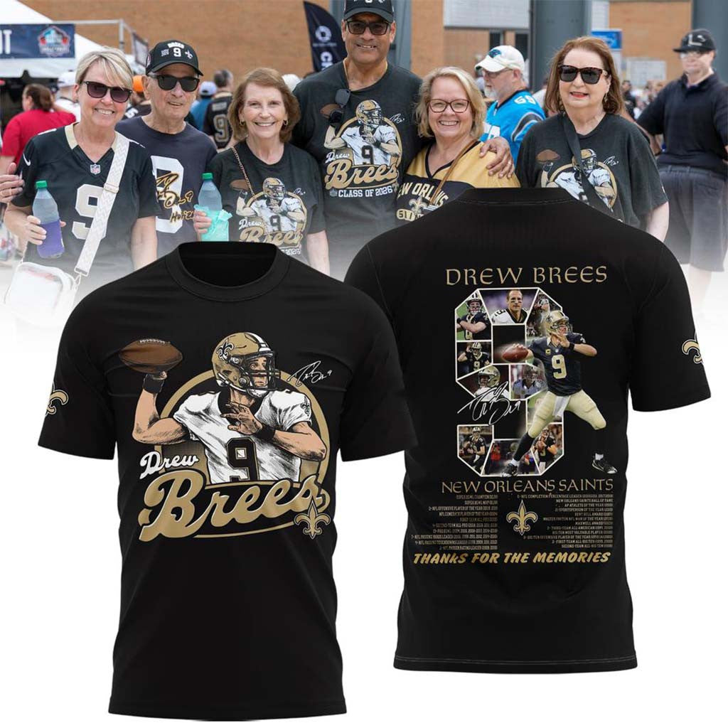 Drew Brees 2026 Football Hall of Fame Graphic T-Shirt NO Saints Merch Best Football Fan Gifts - Merchluma