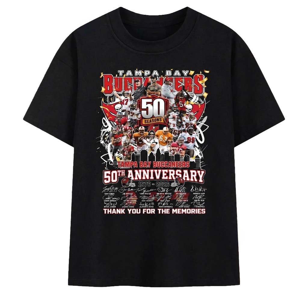 Tampa Bay Buccaneers 50th Anniversary 1976 2026 Thank You For The Memories T-Shirt Bucs Merch - Merchluma