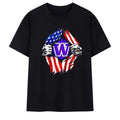 Washington Huskies American Flag Ripped Chest T-Shirt Huskies Merch Present For Football Fans - Merchluma
