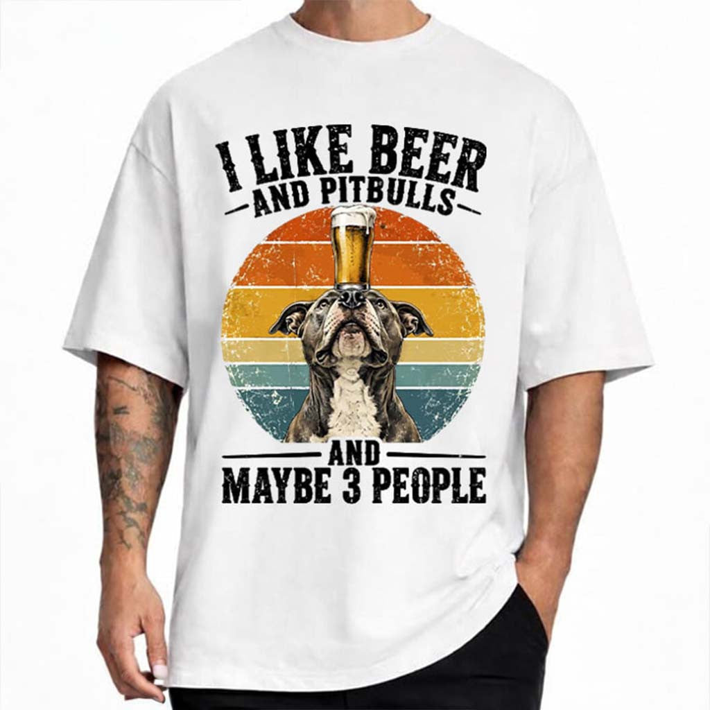 I Like Beer And Pitbulls Shirt Pitbull Beer Lover Funny T-Shirt Best Gifts For Friends - Merchluma