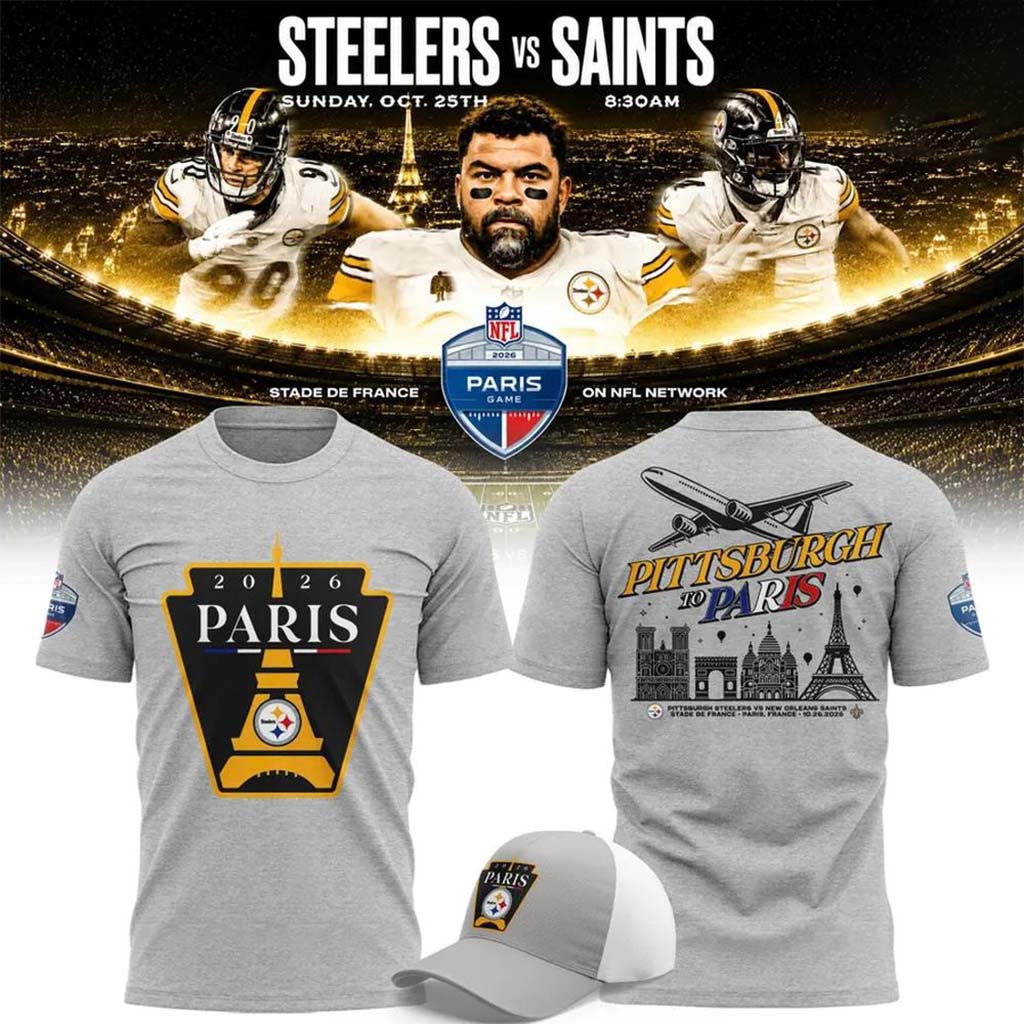 Pittsburgh Steelers Merch 2026 Paris Game Graphic T-Shirt Best Gifts For Football Fans - Merchluma