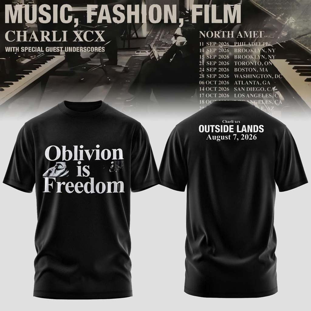 Charli XCX Music Fashion Film 2026 Tour T-Shirt Oblivion Is Freedom Tee Charli XCX Merch Gifts - Merchluma