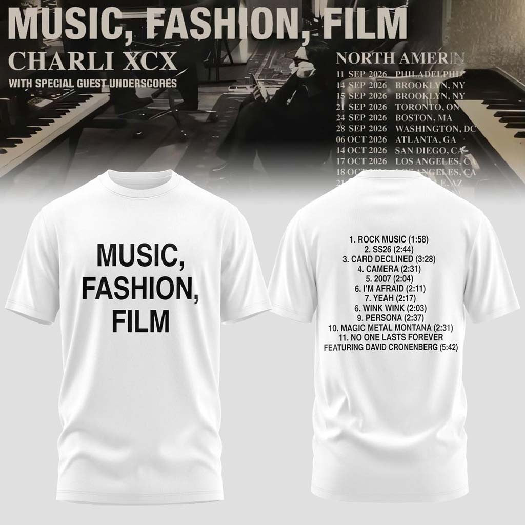 Charli XCX Music Fashion Film 2026 Tour T-Shirt Tracklist Shirt Charli XCX Merch Fan Gifts - Merchluma
