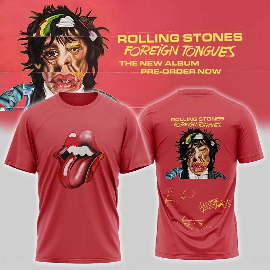 The Rolling Stones Merch 2026 Foreign Tongues Album Signature T-Shirt Cool Gift For Dad - Merchluma