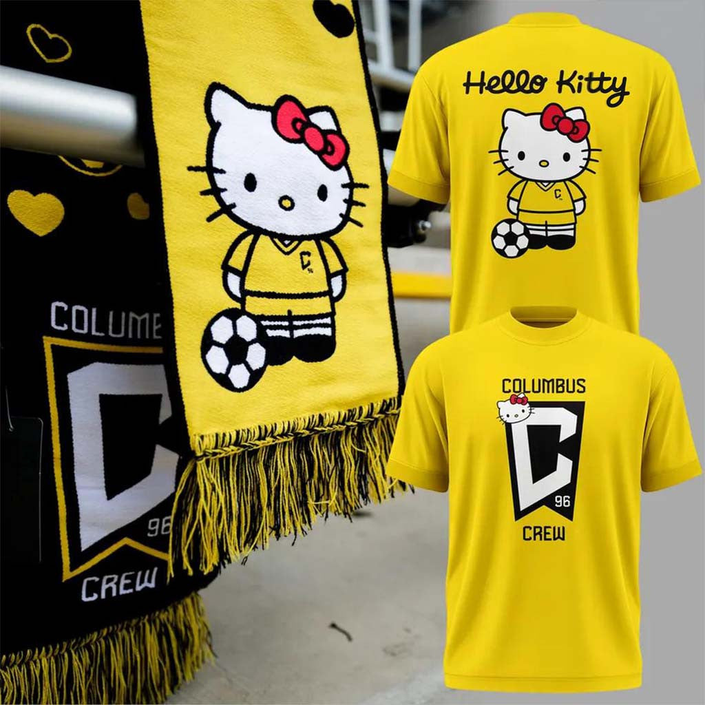 Hello Kitty X Columbus Crew Yellow Soccer T-Shirt Cute Game Day Shirt Columbus Crew Merch - Merchluma
