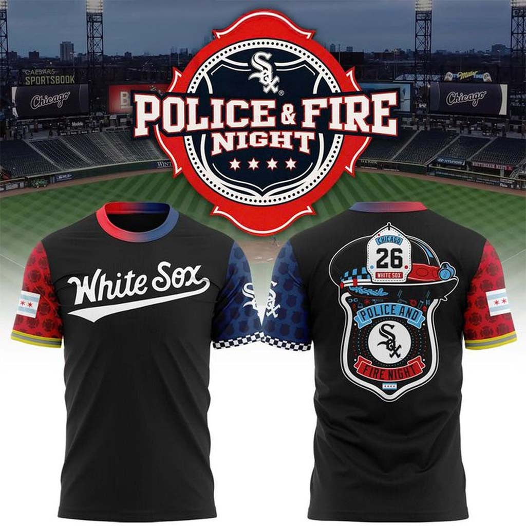 Chicago White Sox X Police And Fire Night 2026 T-Shirt Chicago Baseball Merch Gift For Dad - Merchluma