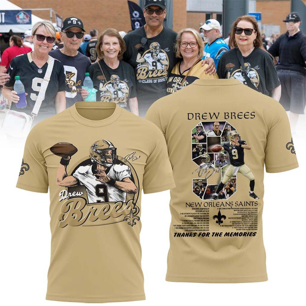 Drew Brees 2026 Football Hall of Fame Graphic T-Shirt NO Saints Merch Football Lover Gift Ideas - Merchluma