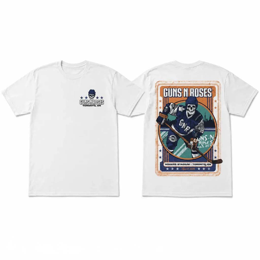 Guns N Roses Merch Toronto ON August 03 2026 Tour Concert Skeleton Hockey Player Shirt - Merchluma