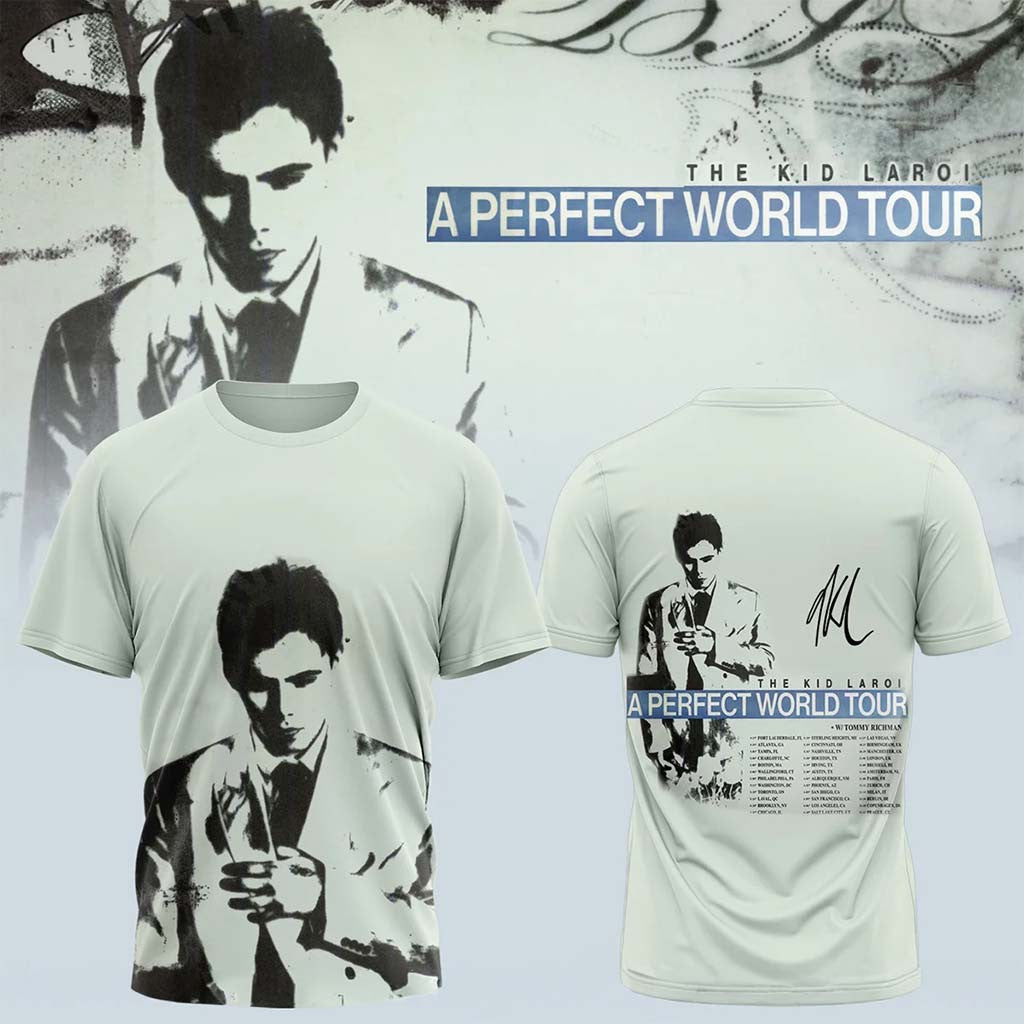 The Kid Laroi Merch 2026 A Perfect World Tour T-Shirt Music Related Gifts For Guys - Merchluma