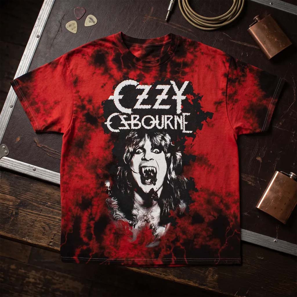 Ozzy Osbourne Merch Halloween Horror Nights 2026 Ozzy Osbourne Red Tie-Dye T-Shirt Fan Gifts - Merchluma