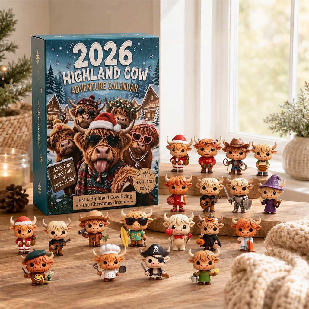 Highland Cow Advent Calendar 2026 Countdown Box Christmas Gift For Cow Lovers - Merchluma