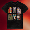 The Nightmare Merch The Nightmare Before Christmas Stained Glass Character Frames Wash T-Shirt - Merchluma