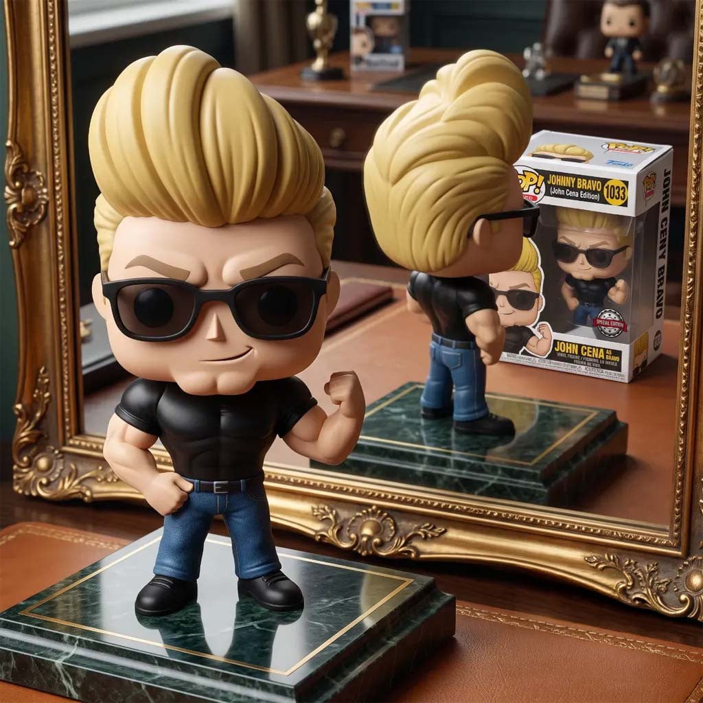 John Cena as Johnny Bravo 2026 Resin Funko Pop John Cena Merch Gift Ideas For Him - Merchluma