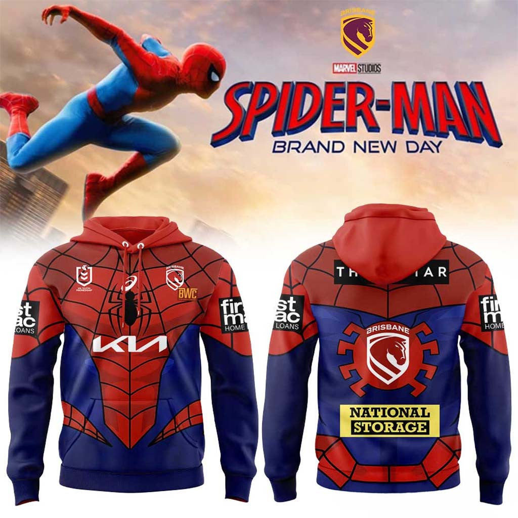 Brisbane Broncos x Spider-Man Inspired 2026 Hoodie Brisbane Broncos Merch Him Gifts - Merchluma