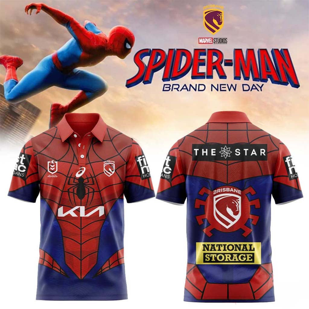 Brisbane Broncos x Spider-Man Brand New Day 2026 Polo Shirt Spider-Man Merch Fans Gifts - Merchluma