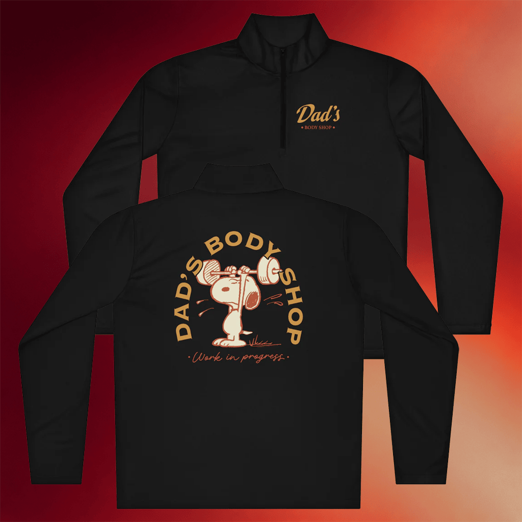Peanuts Snoopy Merch 2026 Dad's Body Shop Quarter Zip Shirt Father's Day Special Gifts For Dad - Merchluma