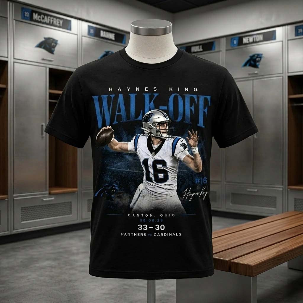 Haynes King Carolina Panthers Walk-Off Winner Graphic T-Shirt Panthers Merch Fans Gifts - Merchluma