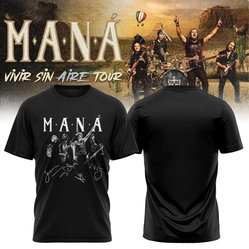 Mana Vivir Sin Aire Tour 2026 Shirt Black Mana Merch Merch Birthday Gifts For Pop Lovers - Merchluma