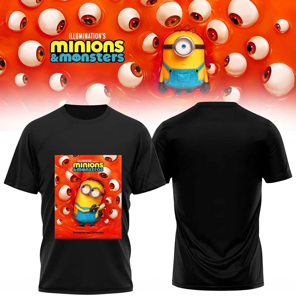 Minions x Monsters Black T-Shirt Cute Cartoon Minions Merchandise Gifts For Friends - Merchluma