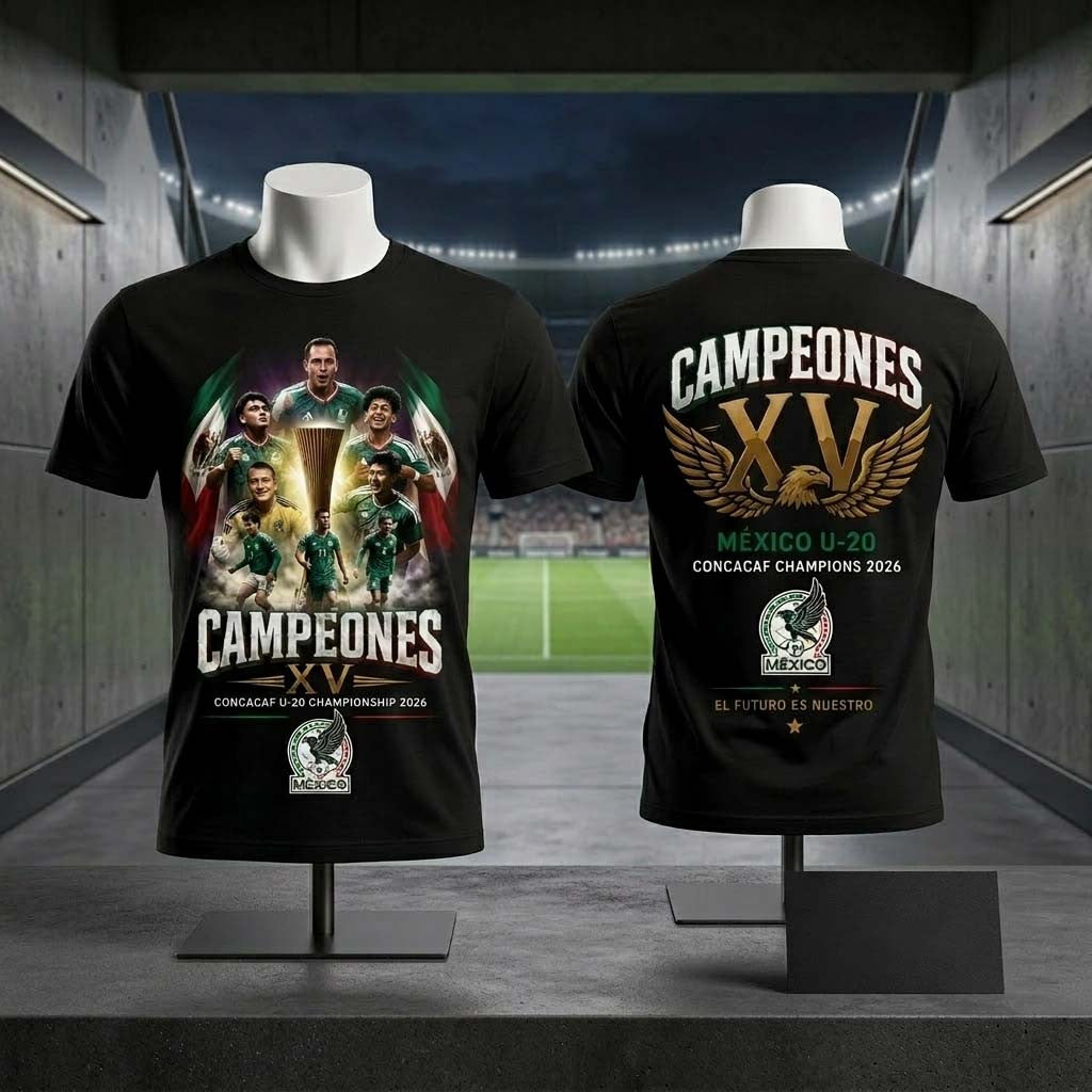 Mexico El Tri Campeones XV CONCACAF U-20 T-Shirt Mexico Football Merch Fans Gifts - Merchluma