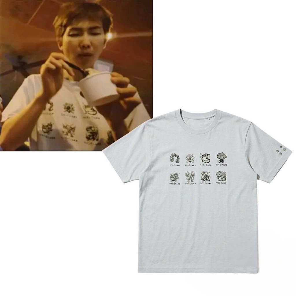 BTS RM Namjoon Uniqlo x Pokemon Pixel Art Graphic T-Shirt RM BTS Merch Fans Gifts - Merchluma