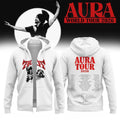 Diljit Dosanjh Merch AURA World Tour Signature Zip Hoodie White Best Gifts For Music Lovers - Merchluma