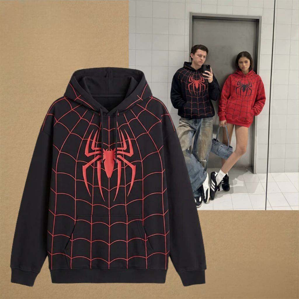 Marvel Spider Man Black and Red Web Graphic Hoodie Spider Man Merch Gifts For Son - Merchluma