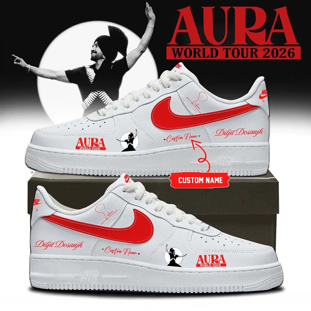 Custom Diljit Dosanjh AURA World Tour Signature Sneakers Diljit Dosanjh Merch Brother Gifts - Merchluma