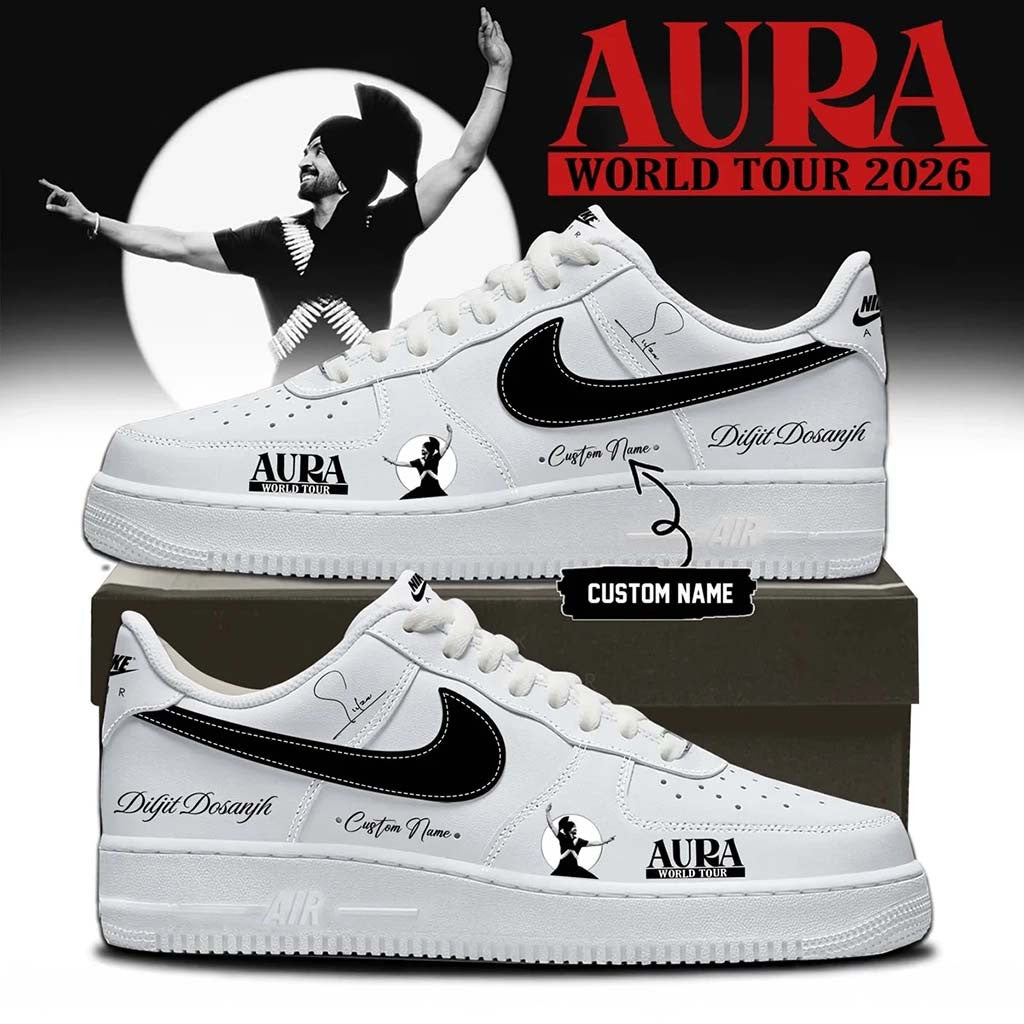 Custom Diljit Dosanjh AURA World Tour Signature Sneakers Diljit Dosanjh Merchandise Fan Gifts - Merchluma