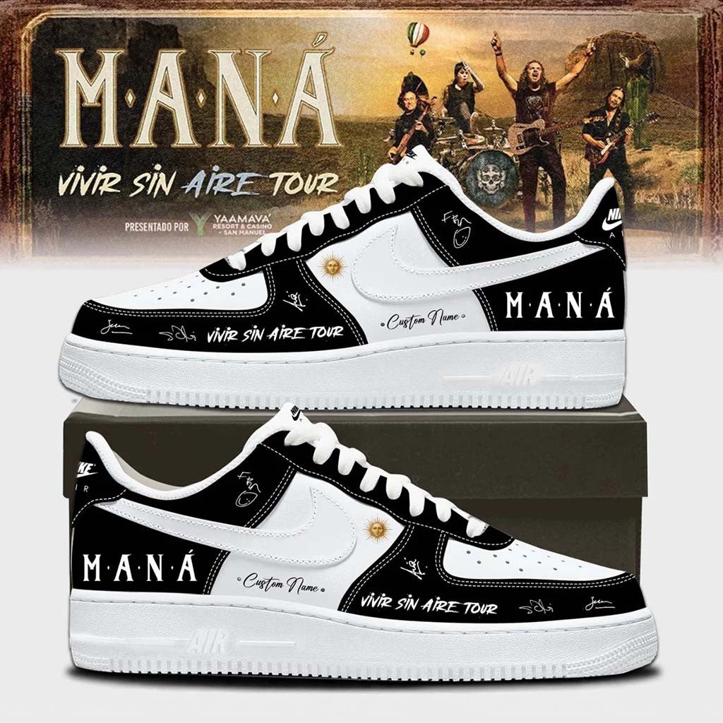 Customized Mana Merch 2026 Vivir Sin Aire Tour Shoes White Black Best Gifts For Music Lovers - Merchluma