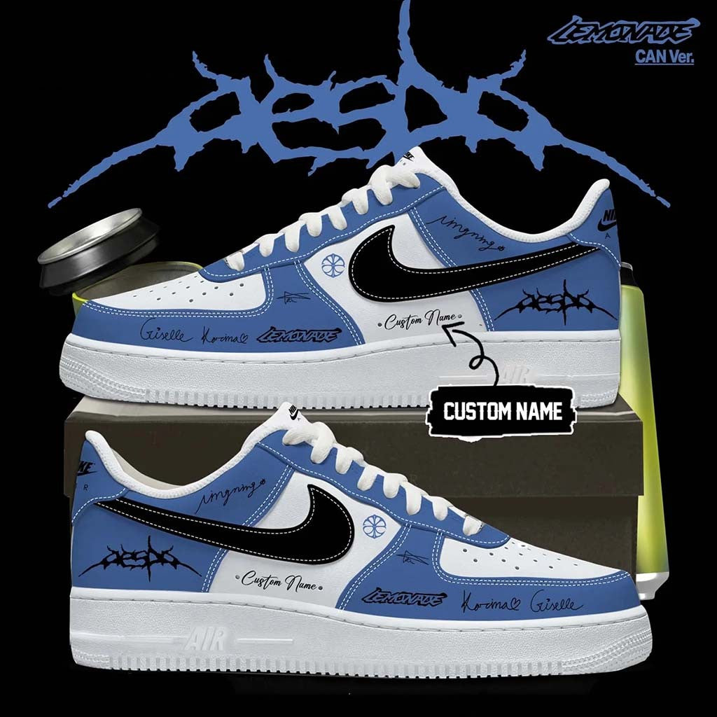 Personalized Aespa LEMONADE Blue And White Sneakers Aespa Merch Gift Ideas For Her - Merchluma