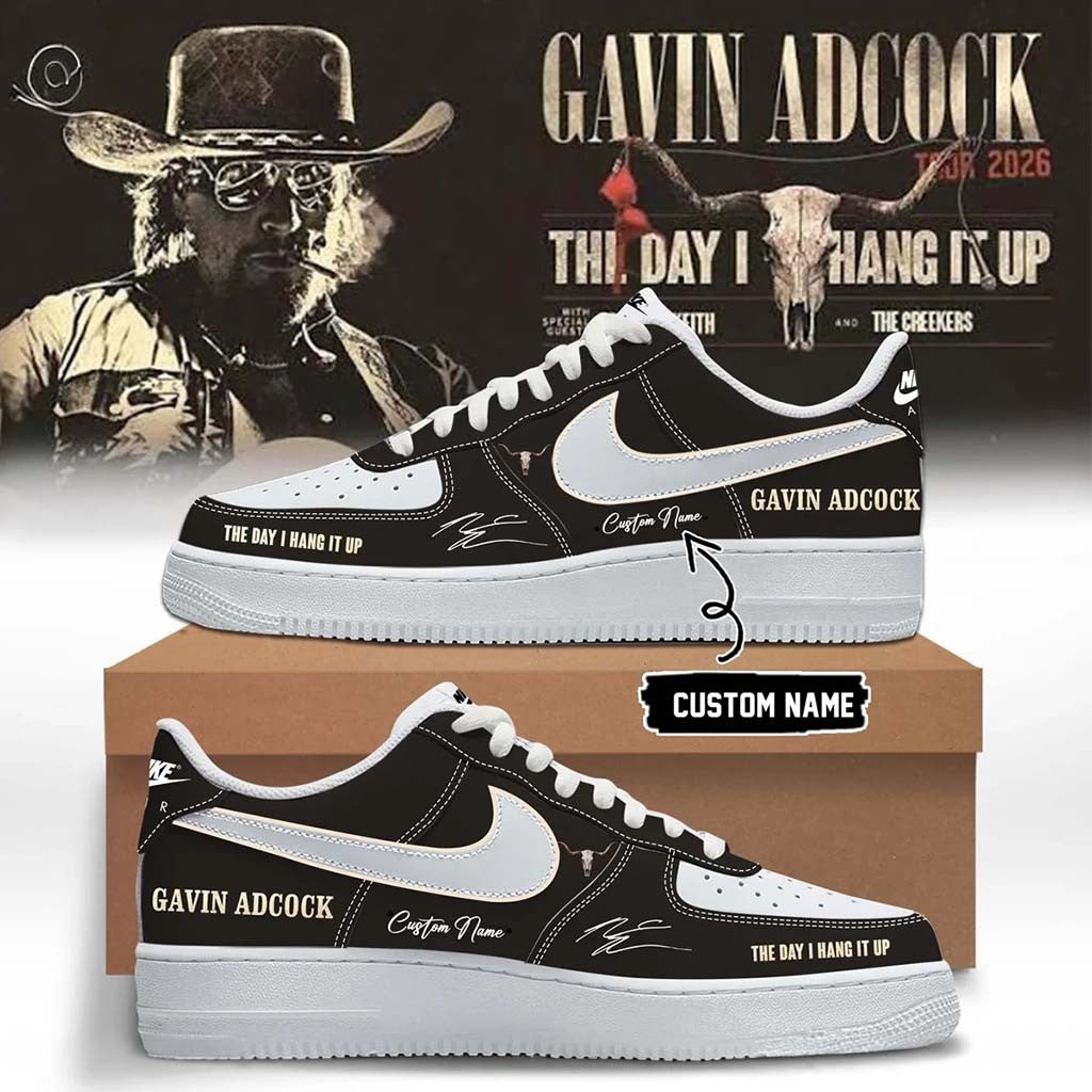 Personalized Gavin Adcock Merch 2026 The Day I Hang It Up Tour Signature Black Shoes Gifts - Merchluma