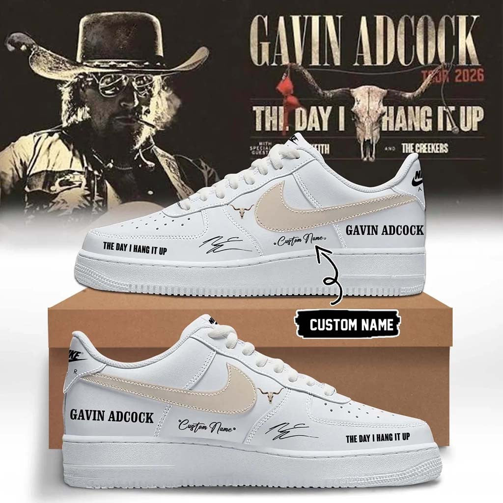Personalized Gavin Adcock Merch 2026 The Day I Hang It Up Tour Signature White Shoes Fan Gifts - Merchluma