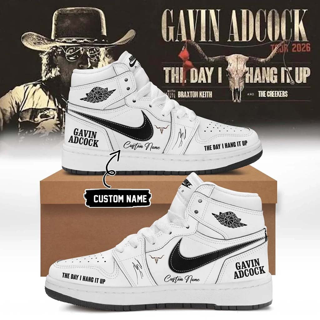 Customized Gavin Adcock The Day I Hang It Up Tour Signature White Shoes Gavin Adcock Merch - Merchluma
