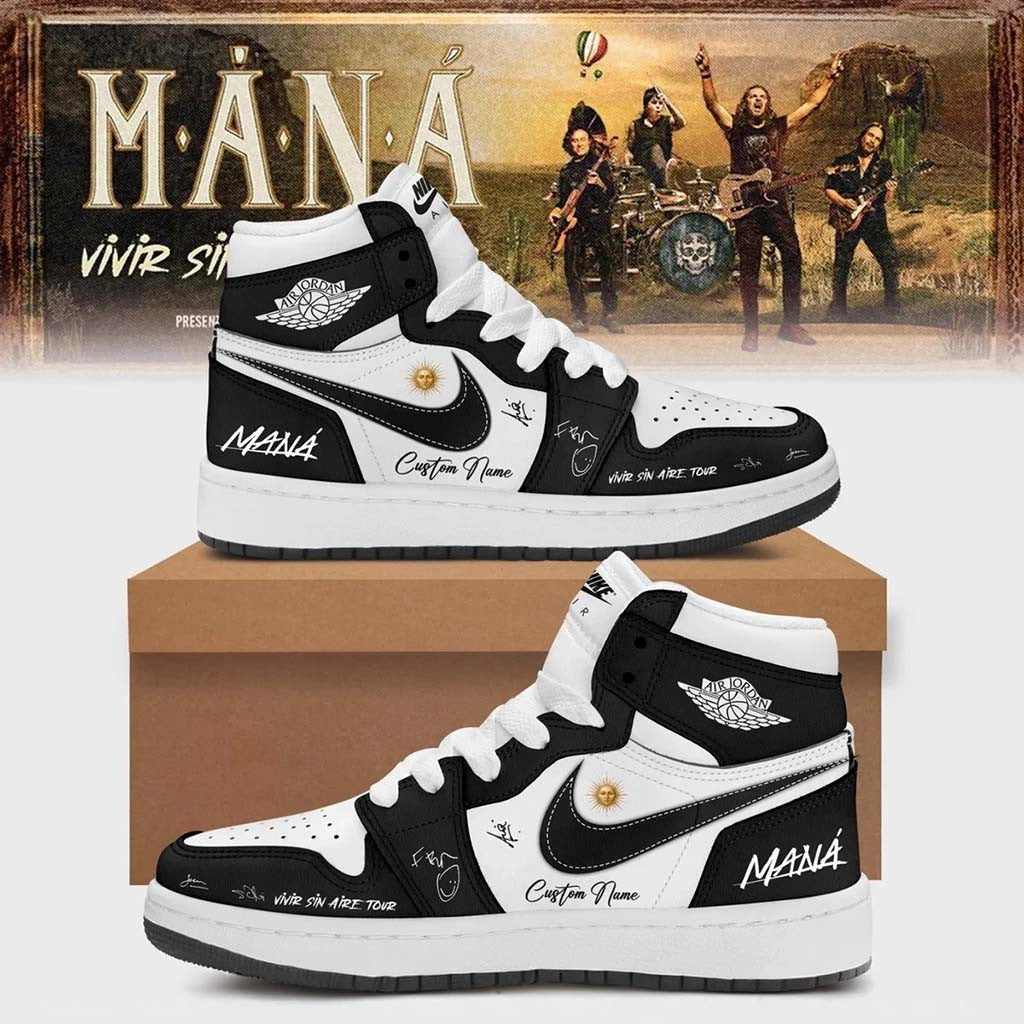 Customized Mana Merch 2026 Vivir Sin Aire Tour Sneakers White Black Pop Lovers Gifts - Merchluma
